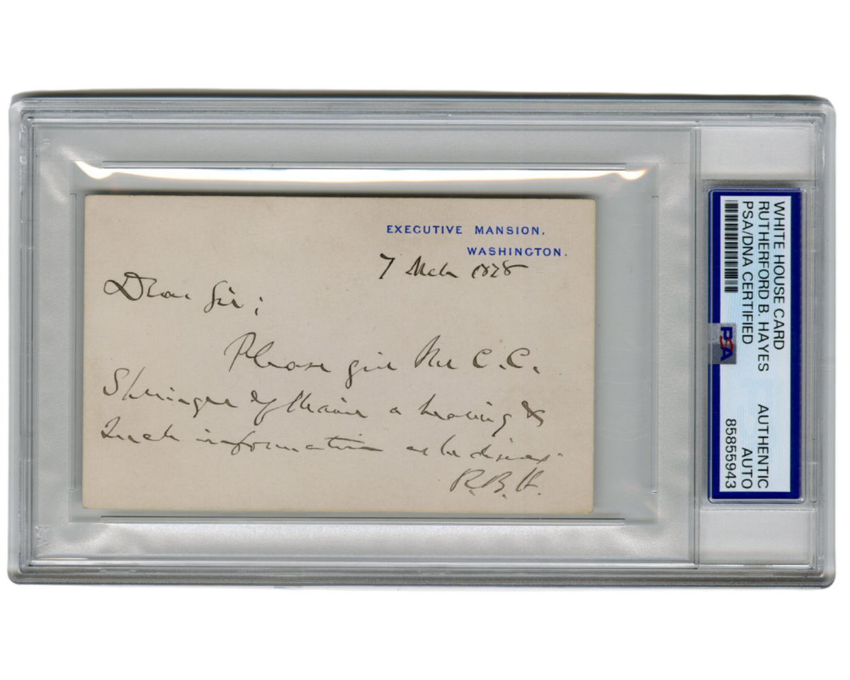 President Rutherford B. Hayes Signed Note on Executive Mansiom W.H. Card PSA