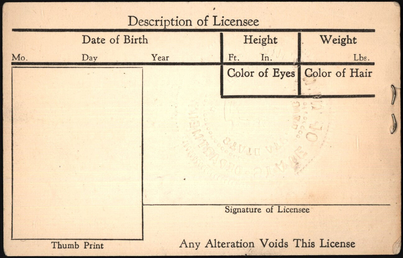 1951 Joe Louis NY Boxing License from Final Year of Career. Prov: Christies 1996