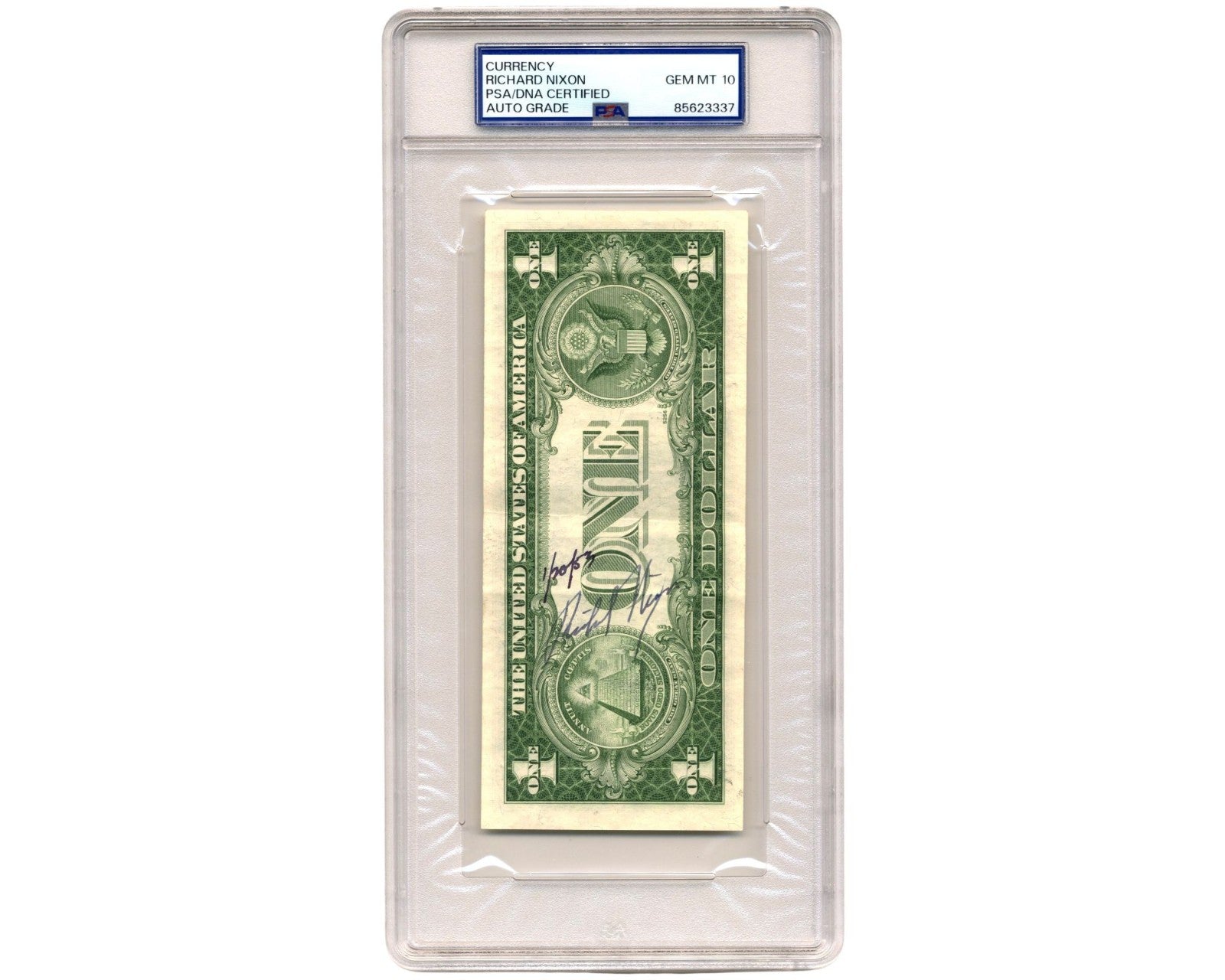 President RICHARD NIXON Signed Silver Certificate (Dollar Bill) PSA Gem Mint 10