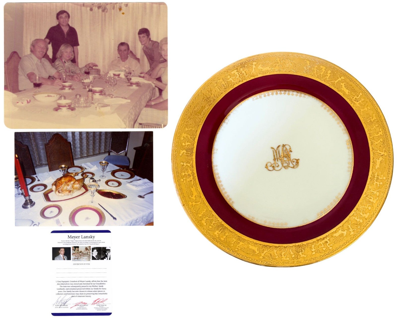 Meyer Lansky's Gorgeous Photo Matched "ML" Plate Ex. Lansky Grandson