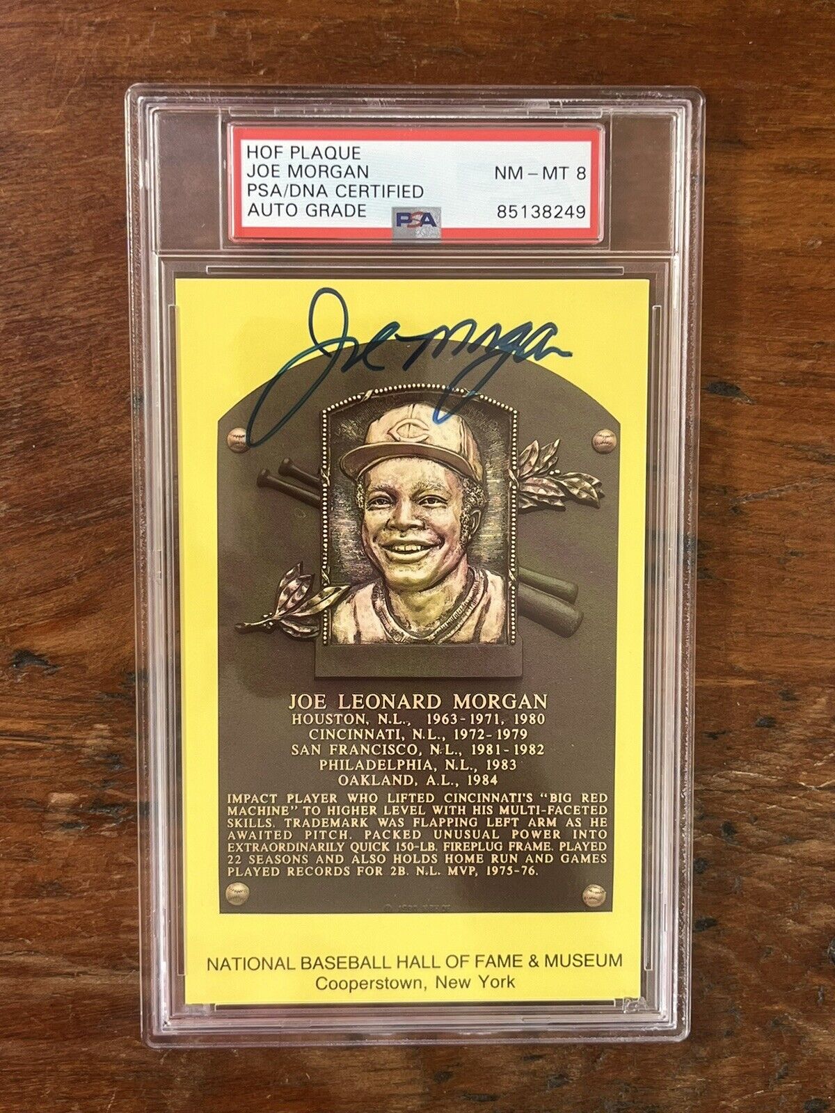 Joe Morgan Signed HOF Post Card PSA NM-MT 8 Auto