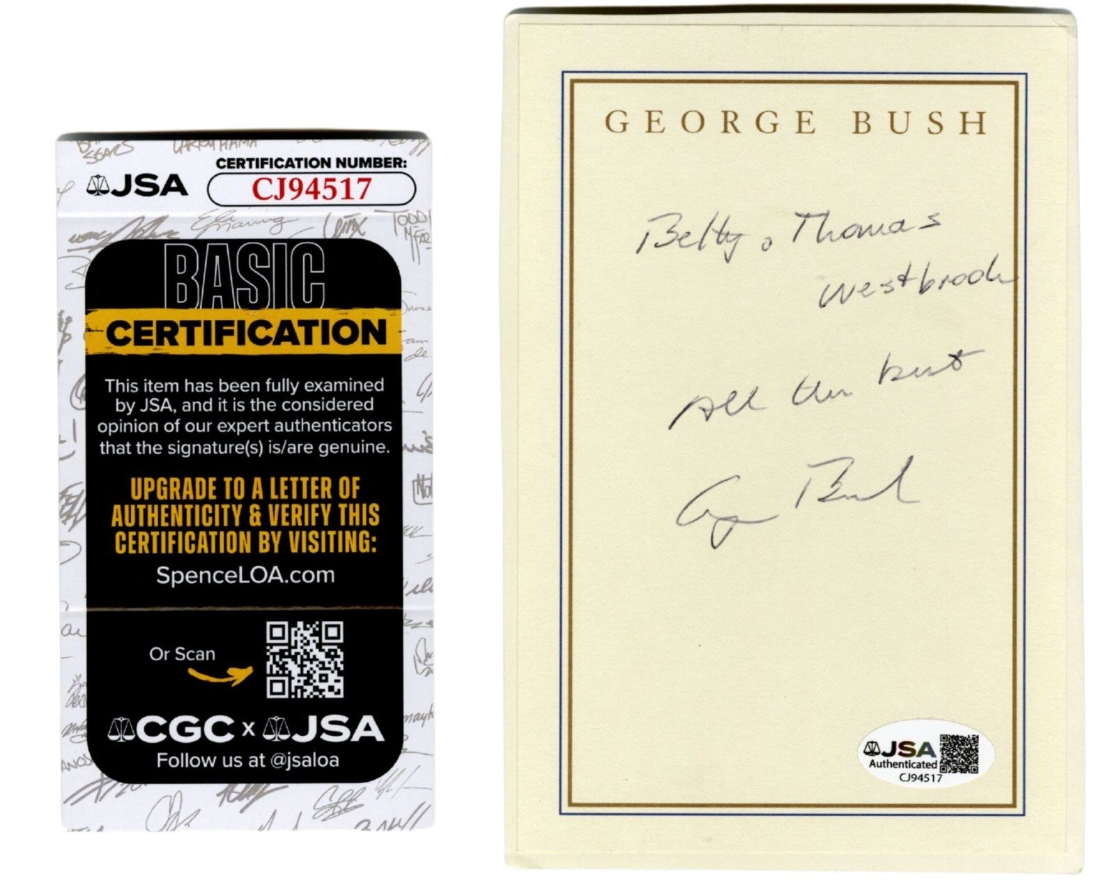 President George H.W. Bush Signed Book Plate JSA