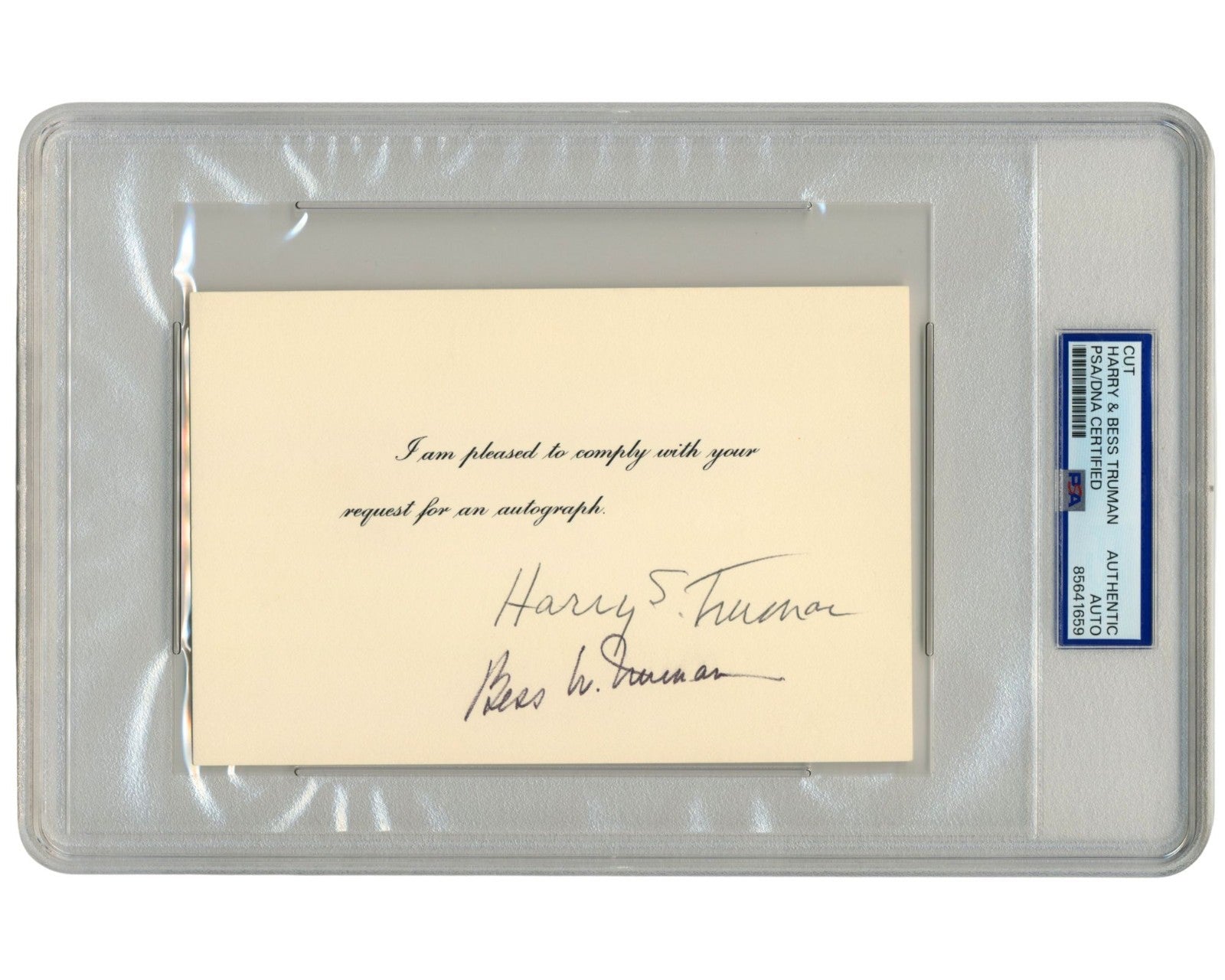 President Harry Truman and Bess Truman Signed Card PSA Auto – H.A.G.