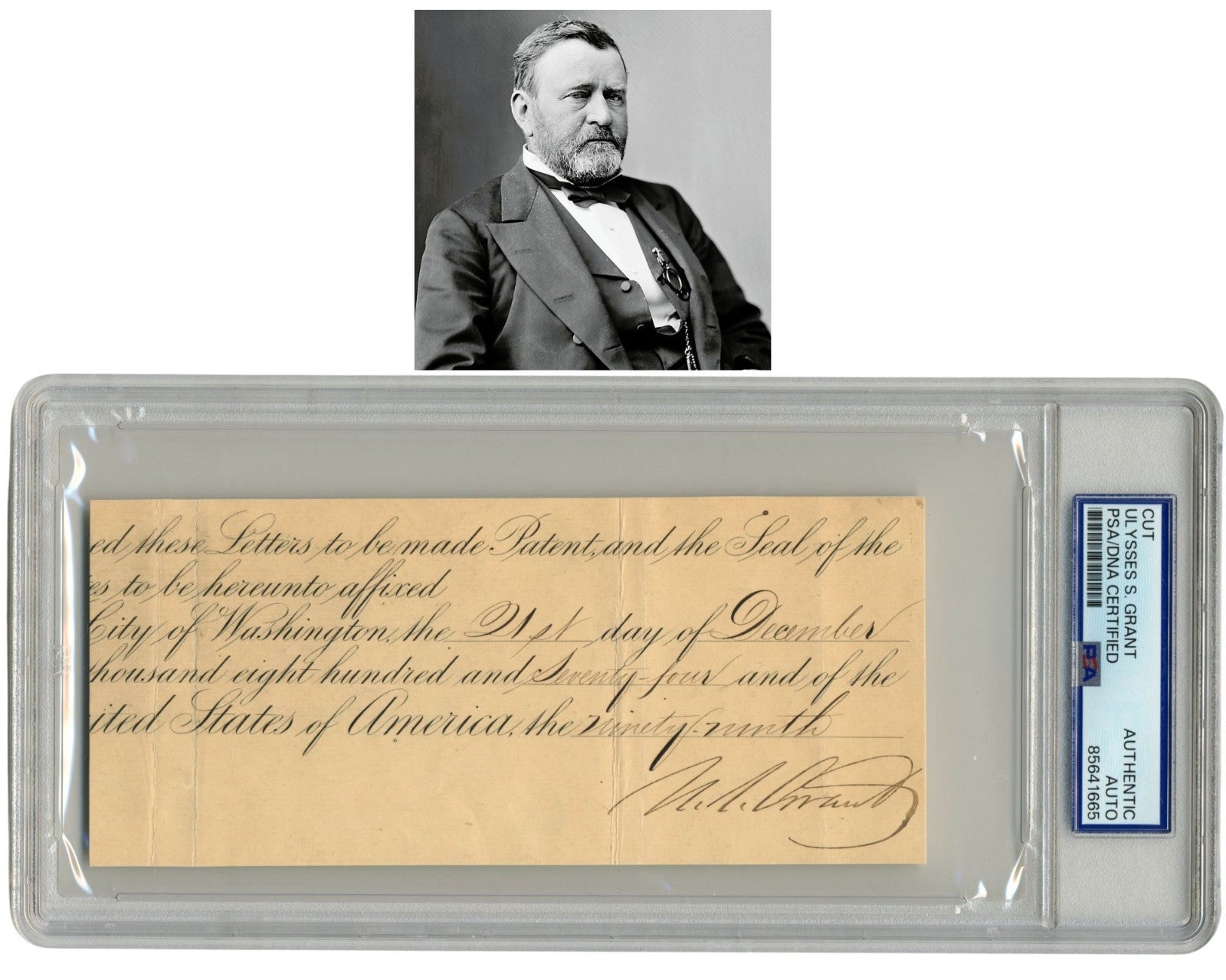President & General Ulysses S. Grant Signed Cut Document PSA Auto