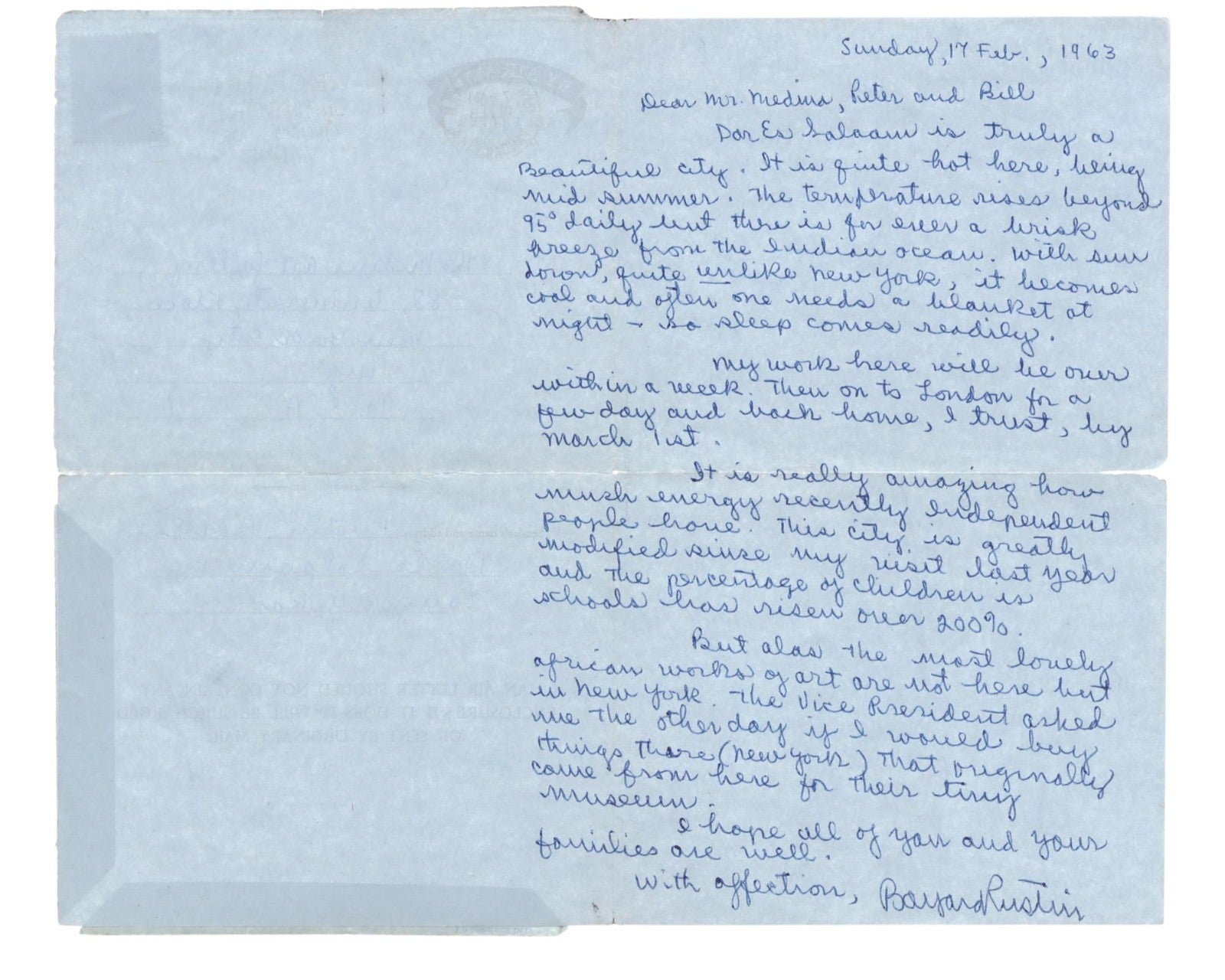 March on Washington Organizer BAYARD RUSTIN Signed Letter. Only Known Example!