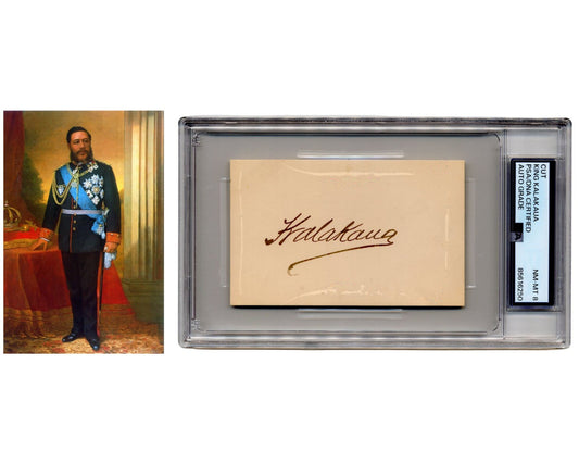 Hawaii King Kalakaua Signed Cut Autograph PSA 8 Auto - Rare Signature!