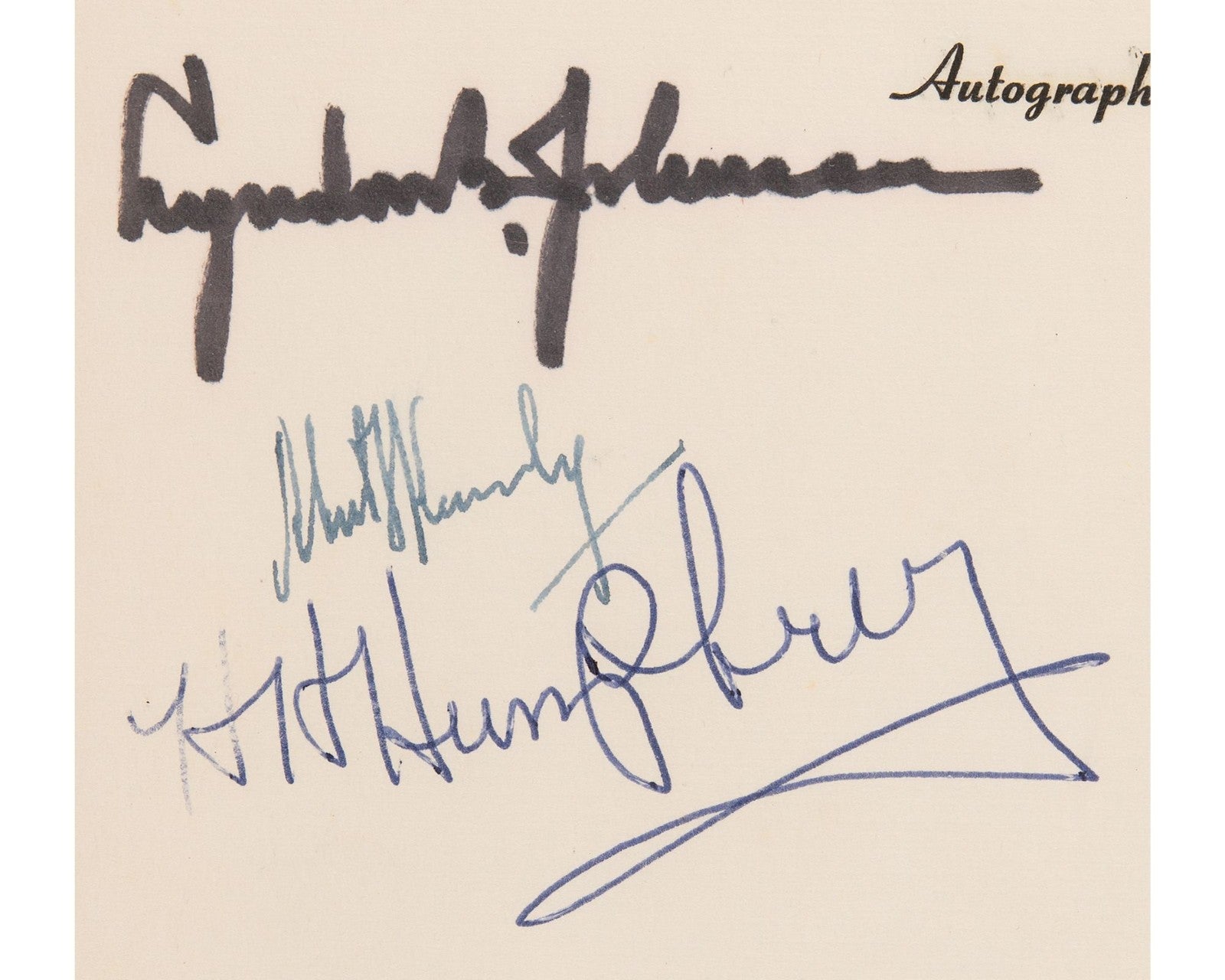 President Lyndon Johnson, Robert Kennedy, Humphrey Signed JFK BDay Dinner PSA 10