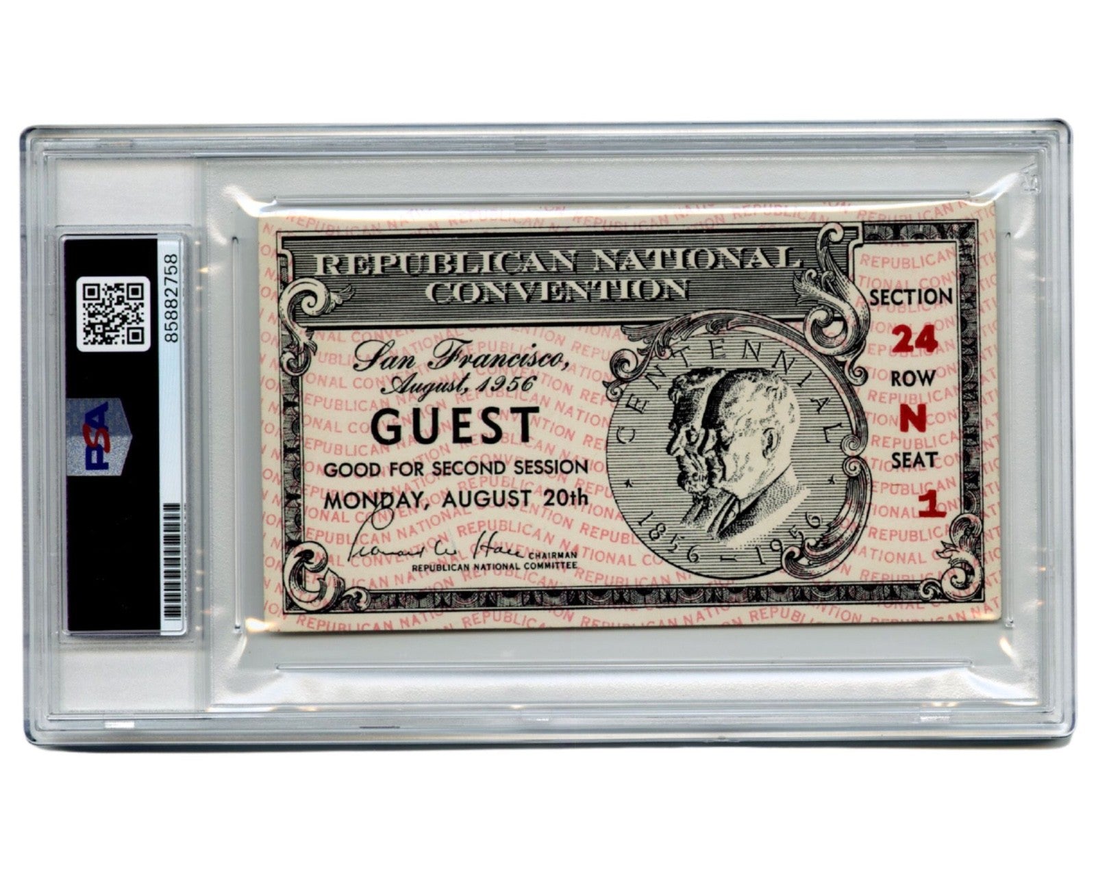 President Richard Nixon Signed 1956 Republican Convention Ticket PSA - Unique!