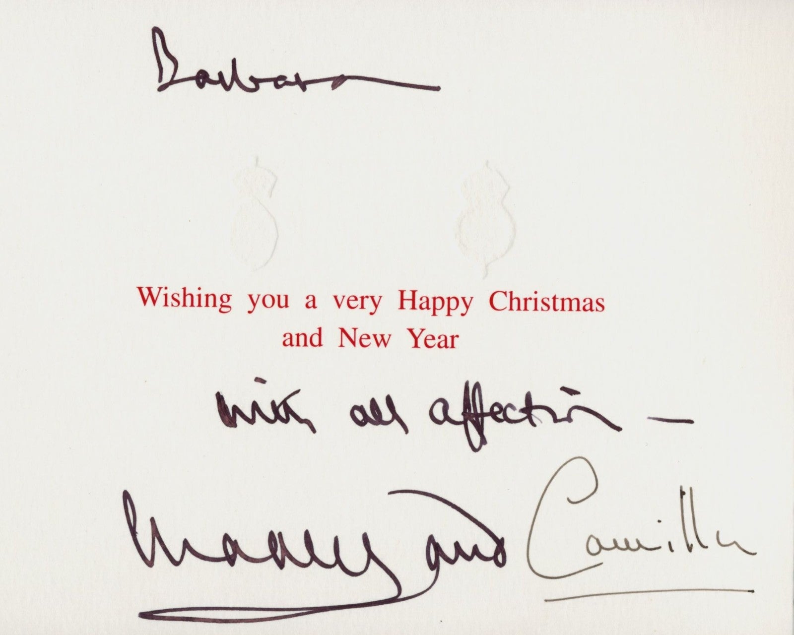 KING CHARLES III & QUEEN CONSORT CAMILLA Signed Christmas Card PSA Auto