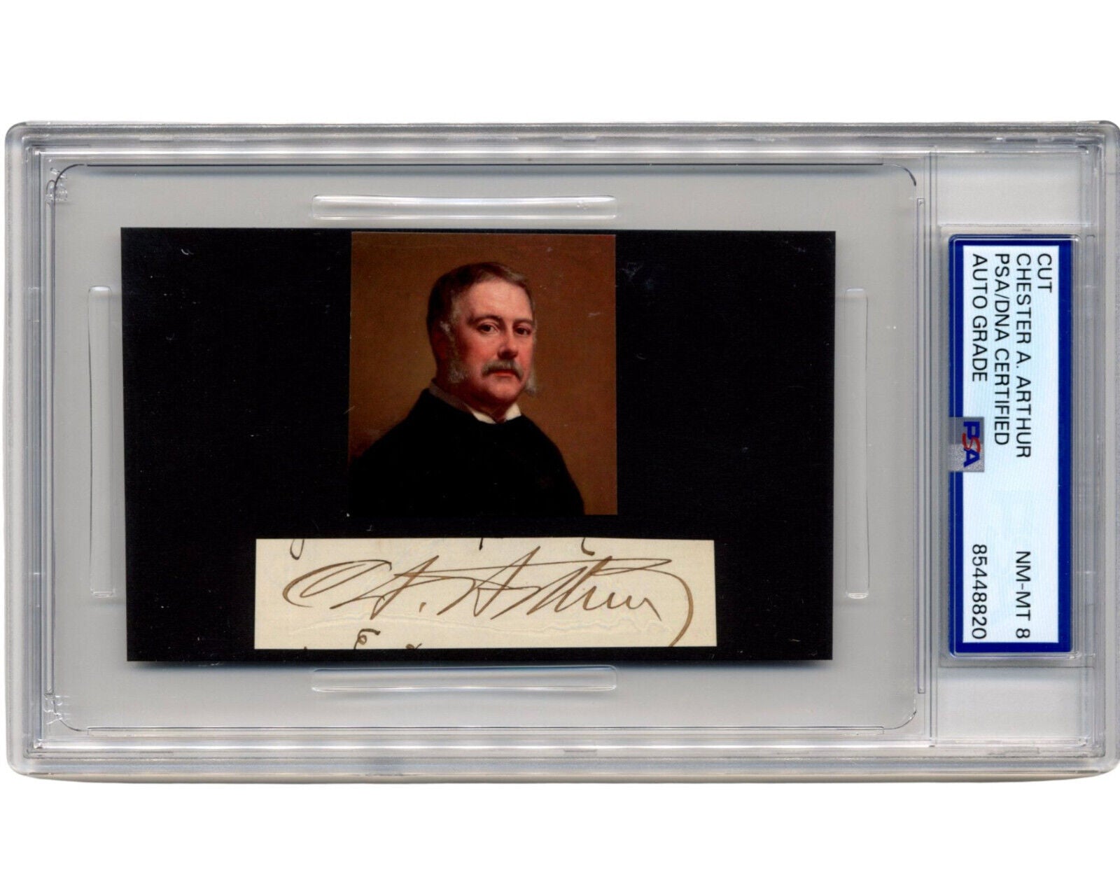 President Chester Arthur Signed Cut Display - Clean Signature! PSA 8 Auto