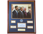 Unique FIVE PRESIDENTS Signed Frame w/ Obama, Carter, Clinton, Bush Sr & Jr PSA