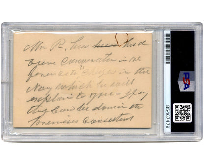 President Andrew Johnson Rare Signed Note on Navy Changes PSA Bold Auto!