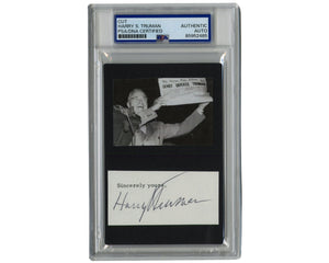 President HARRY TRUMAN Bold Signed Display of Iconic "Dewey Defeats Truman" PSA
