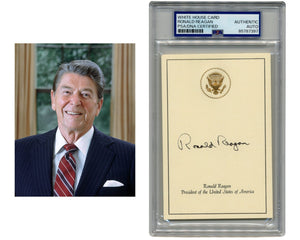 President Ronald Reagan Signed White House Card PSA Auto - Nice Example!