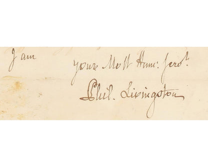 Declaration of Independence Signer Philip Livingstone Bold Signed Document BAS