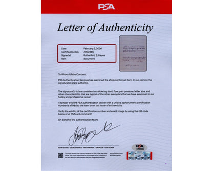 President Rutherford B. Hayes Unique Signed Pardon PSA AUto