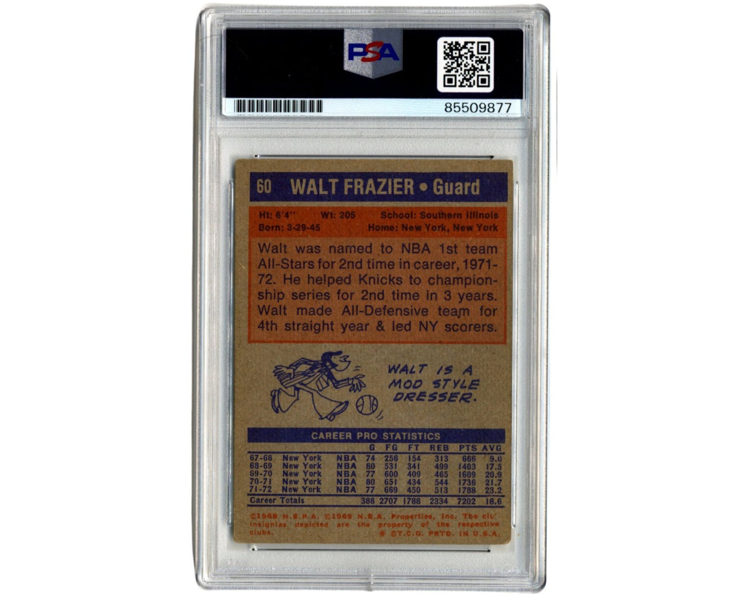 1972-73 Topps Walt Frazier Signed Card of Knicks Legend PSA/DNA