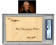 President Thomas Jefferson Signed Free Frank to New York Writer PSA Auto