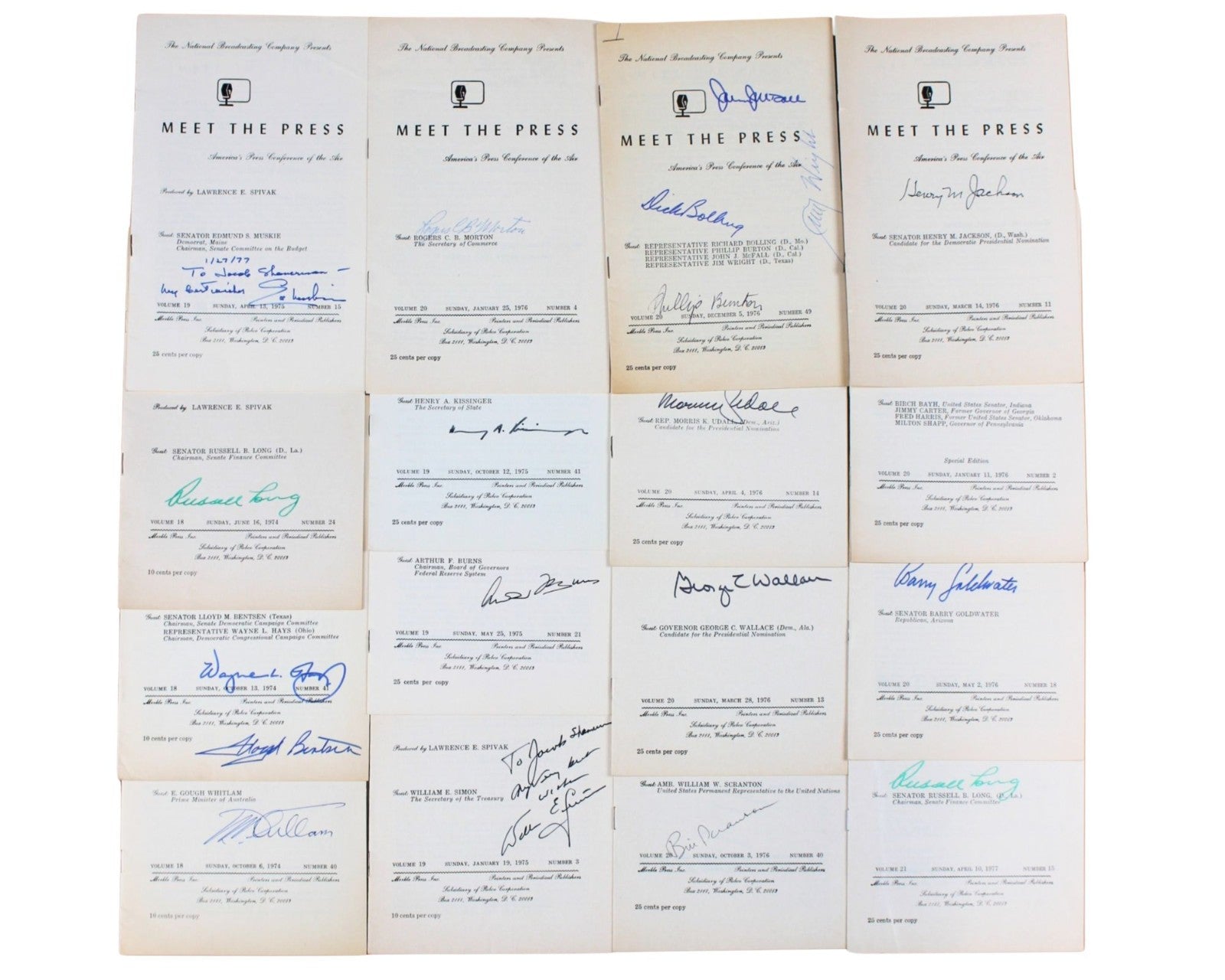 41 Meet the Press Signed Programs Kissinger Wallace Trudeau Goldwater McGovern +