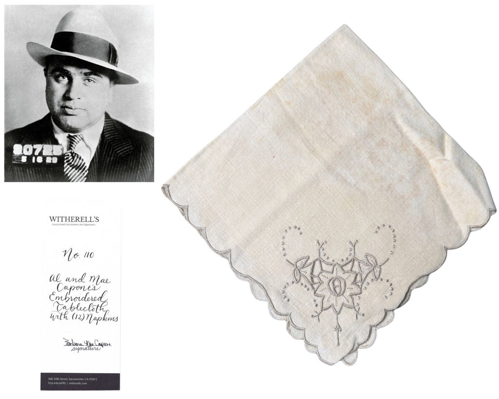 Al Capone's Personally Owned Napkin Ex. Capone Estate, As Seen on Netflix!