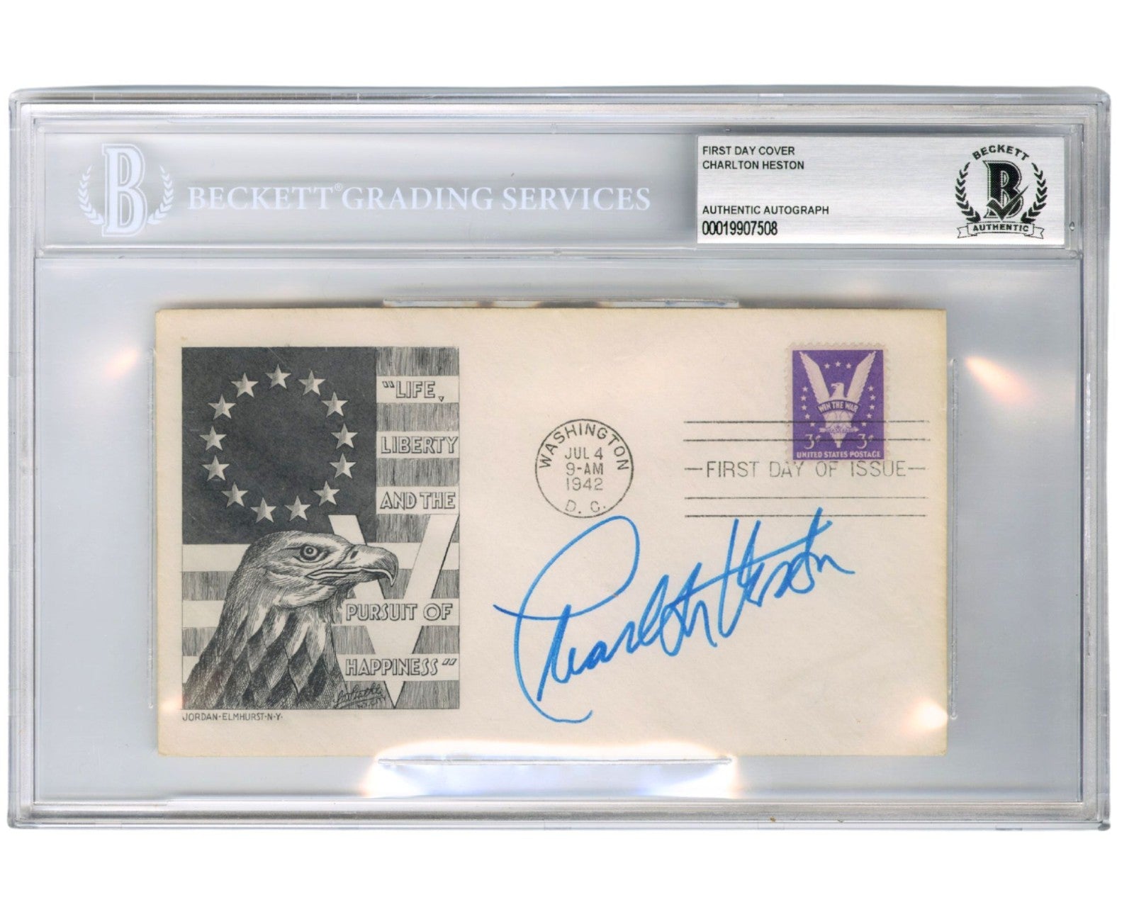 Iconic Actor Charlton Heston Signed American Cover Bold BAS Auto