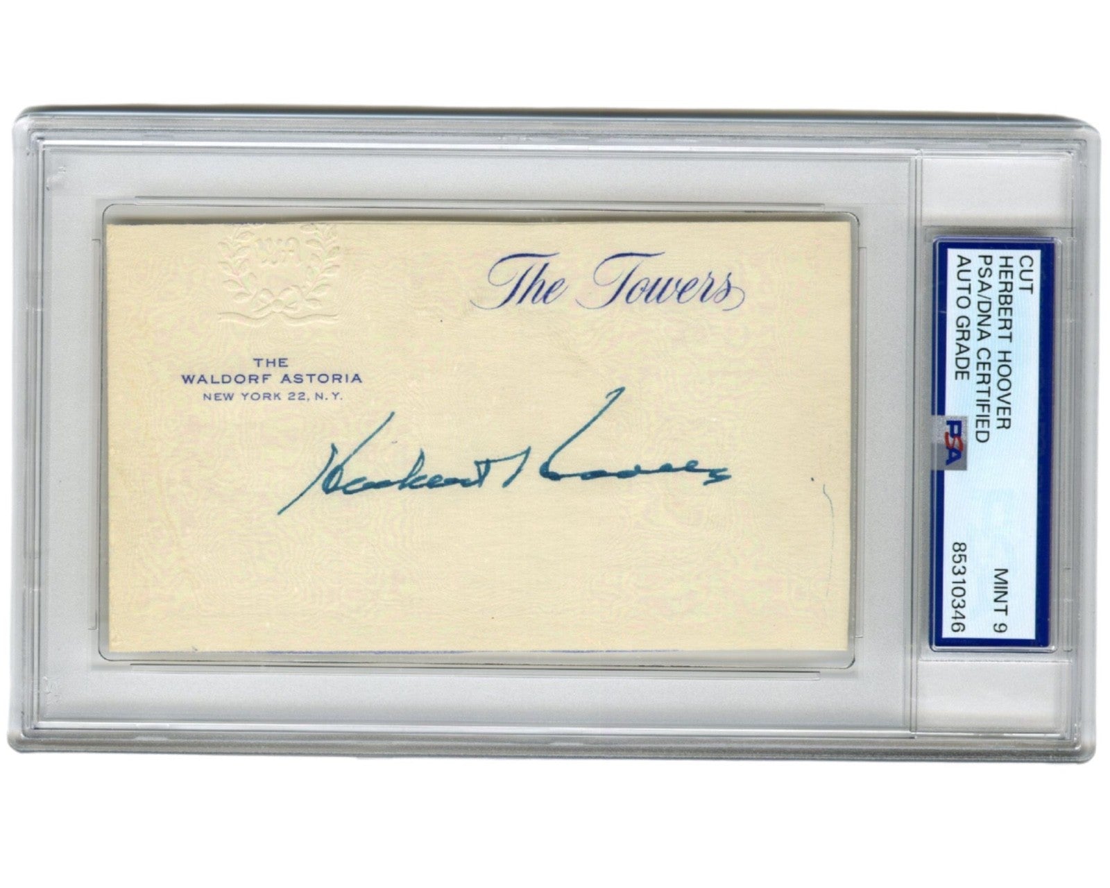 President Herbert Hoover Signed Cut Display PSA Mint 9 Bold Auto