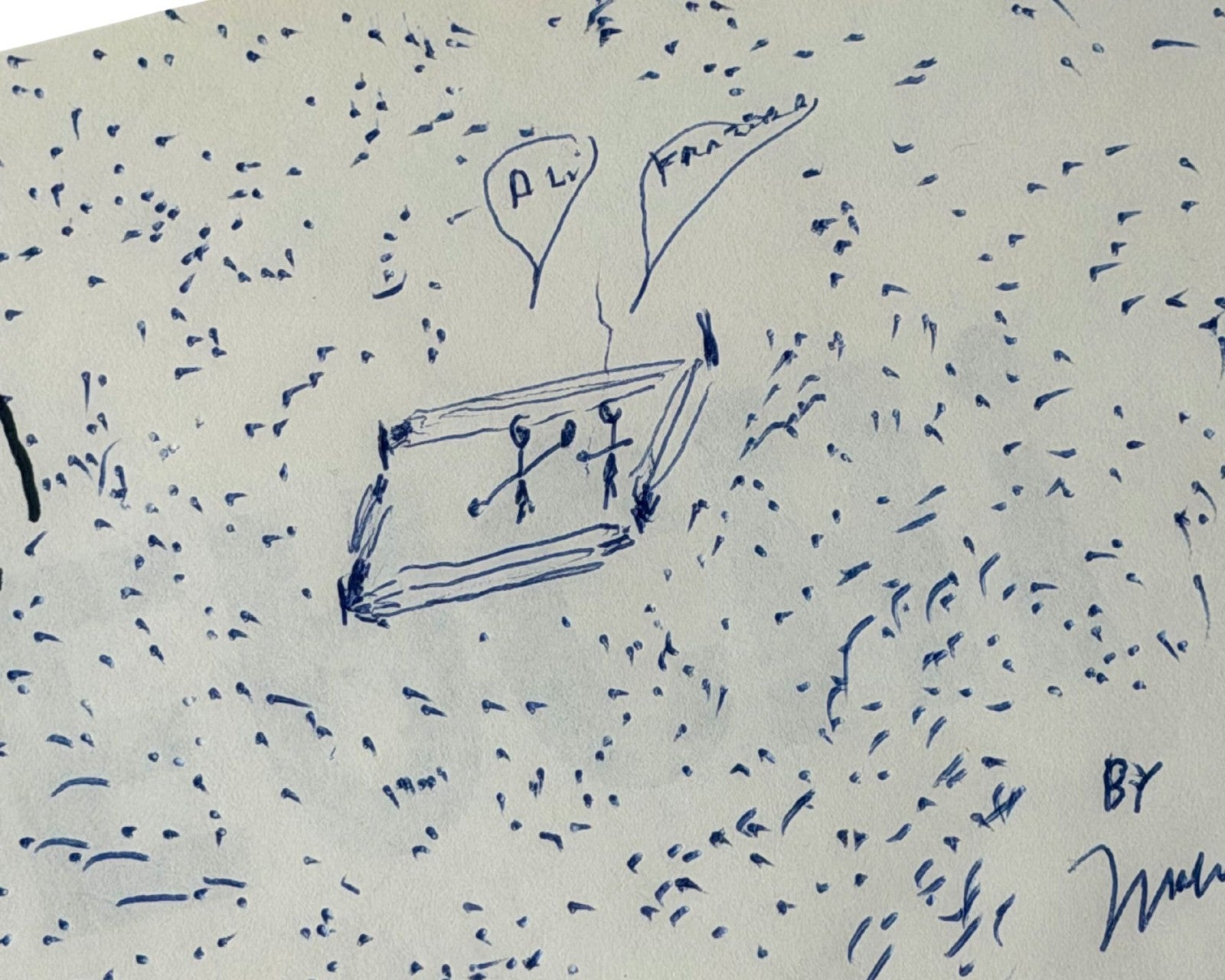 Muhammad Ali Triple Signed Sketch of Ali vs. Frazier Fight PSA Gem Mint 10