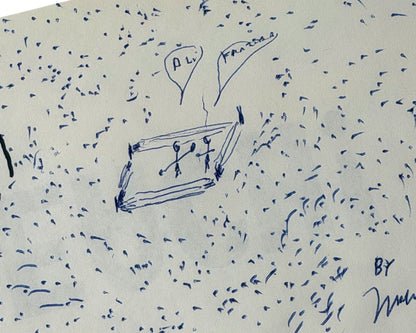 Muhammad Ali Triple Signed Sketch of Ali vs. Frazier Fight PSA Gem Mint 10