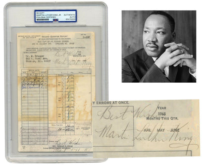 Martin Luther King Jr Signed Church Donation Receipt w/ Carbon Copy Dup PSA Auto