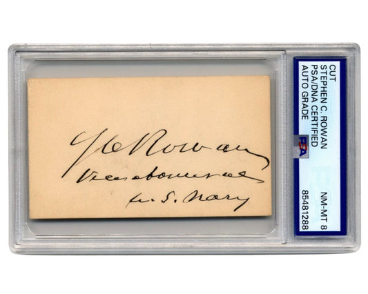 Union Navy Vice Admiral  STEPHEN C. ROWAN Signed Cut PSA 8 - Rare Civil War Auto