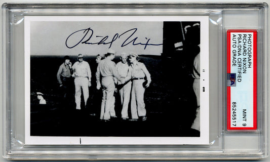 Richard Nixon Signed Original Navy Photo! Fantastic & Rare Example! PSA Mint 9
