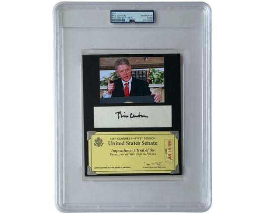 President Bill Clinton Signed Impeachment Display w/ Ticket! PSA Auto