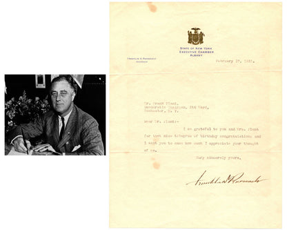 President Franklin D. Roosevelt Signed Letter with Bold Signature JSA