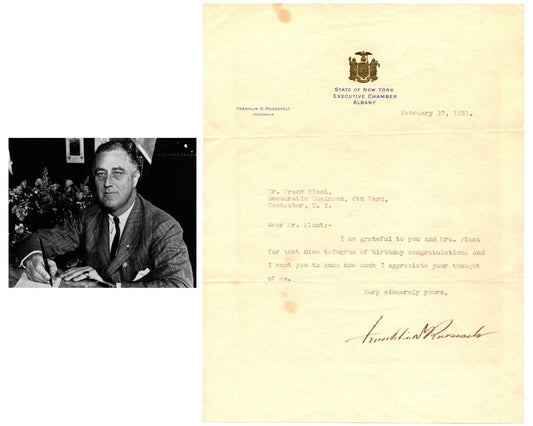 President Franklin D. Roosevelt Signed Letter with Bold Signature JSA