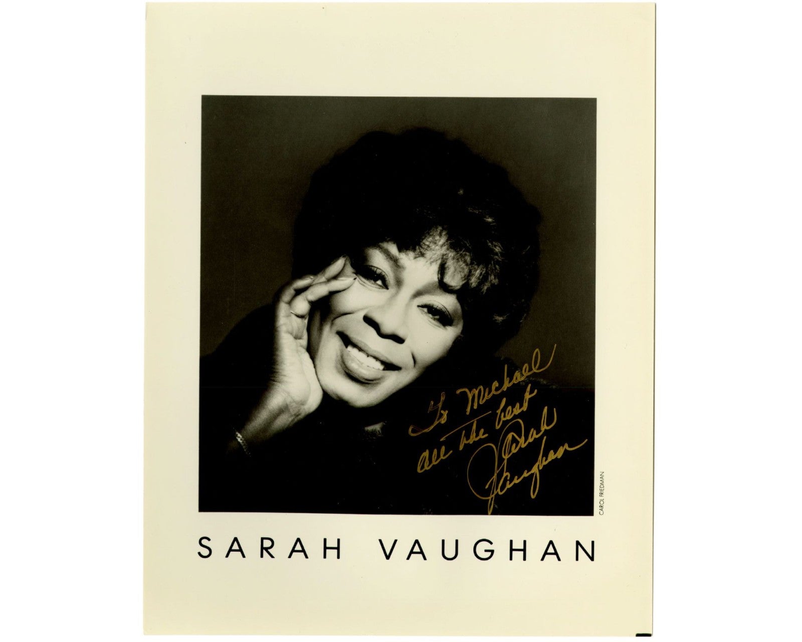 Jazz Great Sarah Vaughan Signed Photograph - PSA Auto