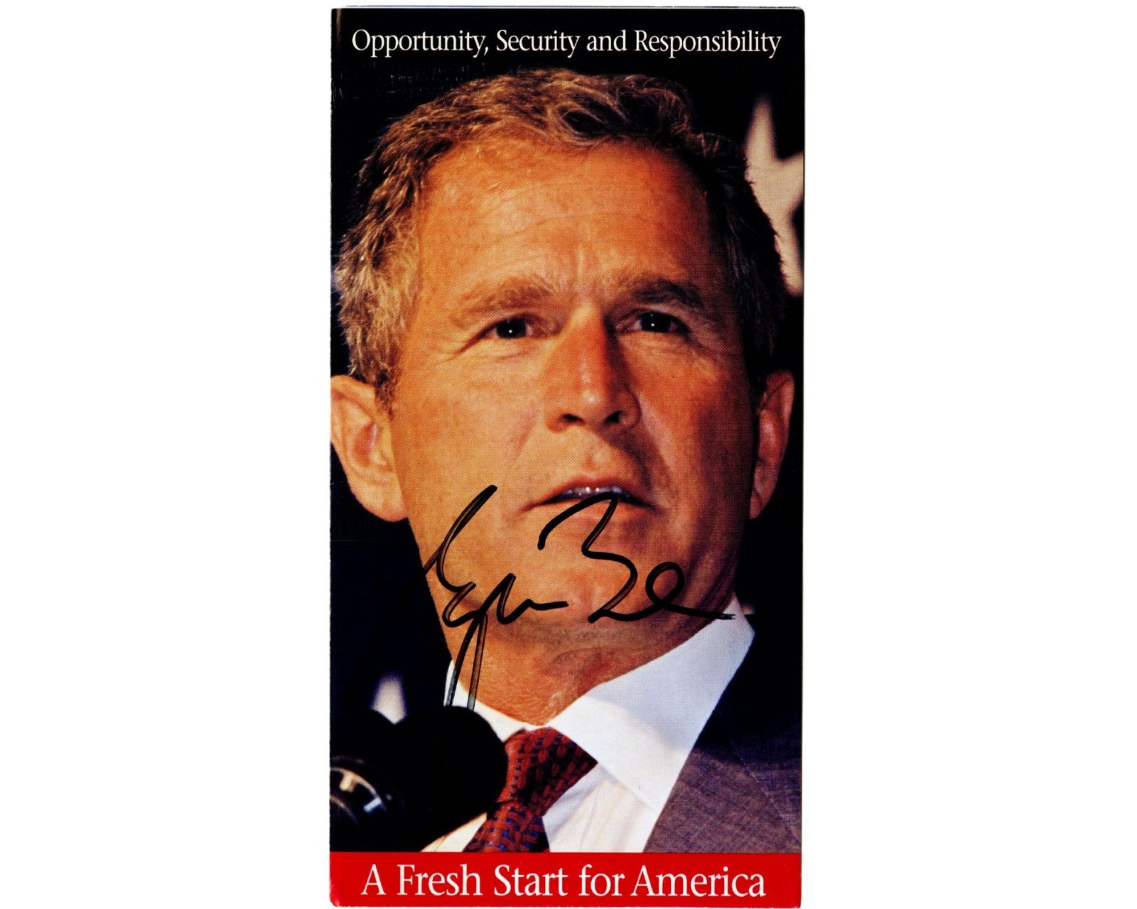 President George W. Bush Signed Presidential Campaign Pamphlet PSA Autograph