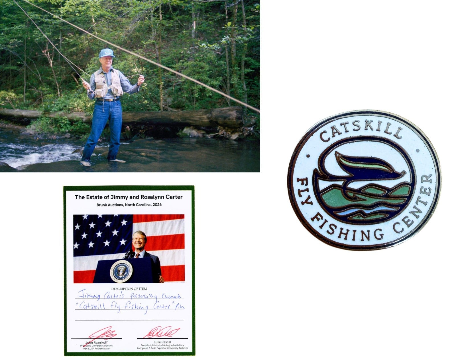 President Jimmy Carter Personally Owned Catskill Fishing Pin. Ex. Carter Estate