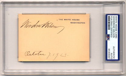 Rare President Woodrow Wilson Signed White House Card, Bold Example PSA/DNA