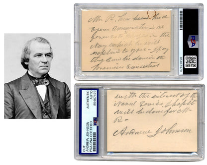 President Andrew Johnson Rare Signed Note on Navy Changes PSA Bold Auto!
