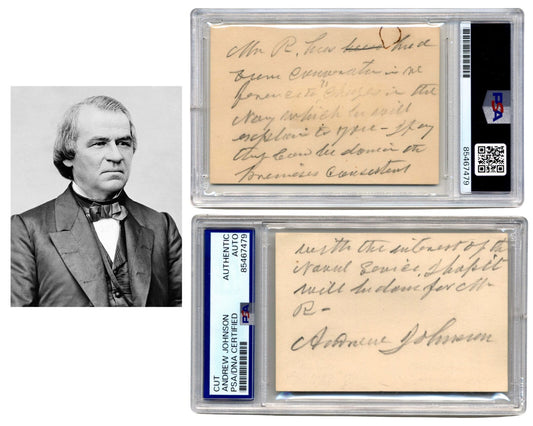 President Andrew Johnson Rare Signed Note on Navy Changes PSA Bold Auto!