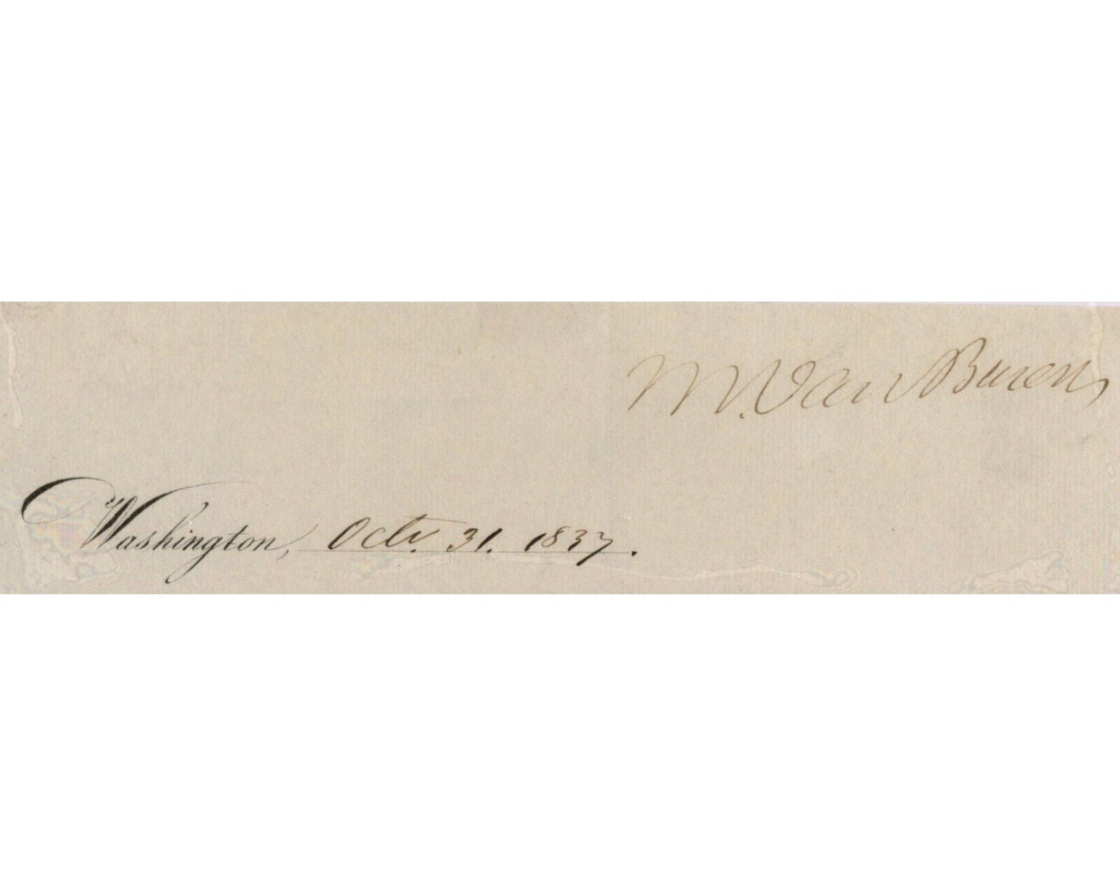 President Martin Van Buren Signed Display Dated on Halloween! PSA Auto