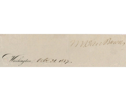 President Martin Van Buren Signed Display Dated on Halloween! PSA Auto