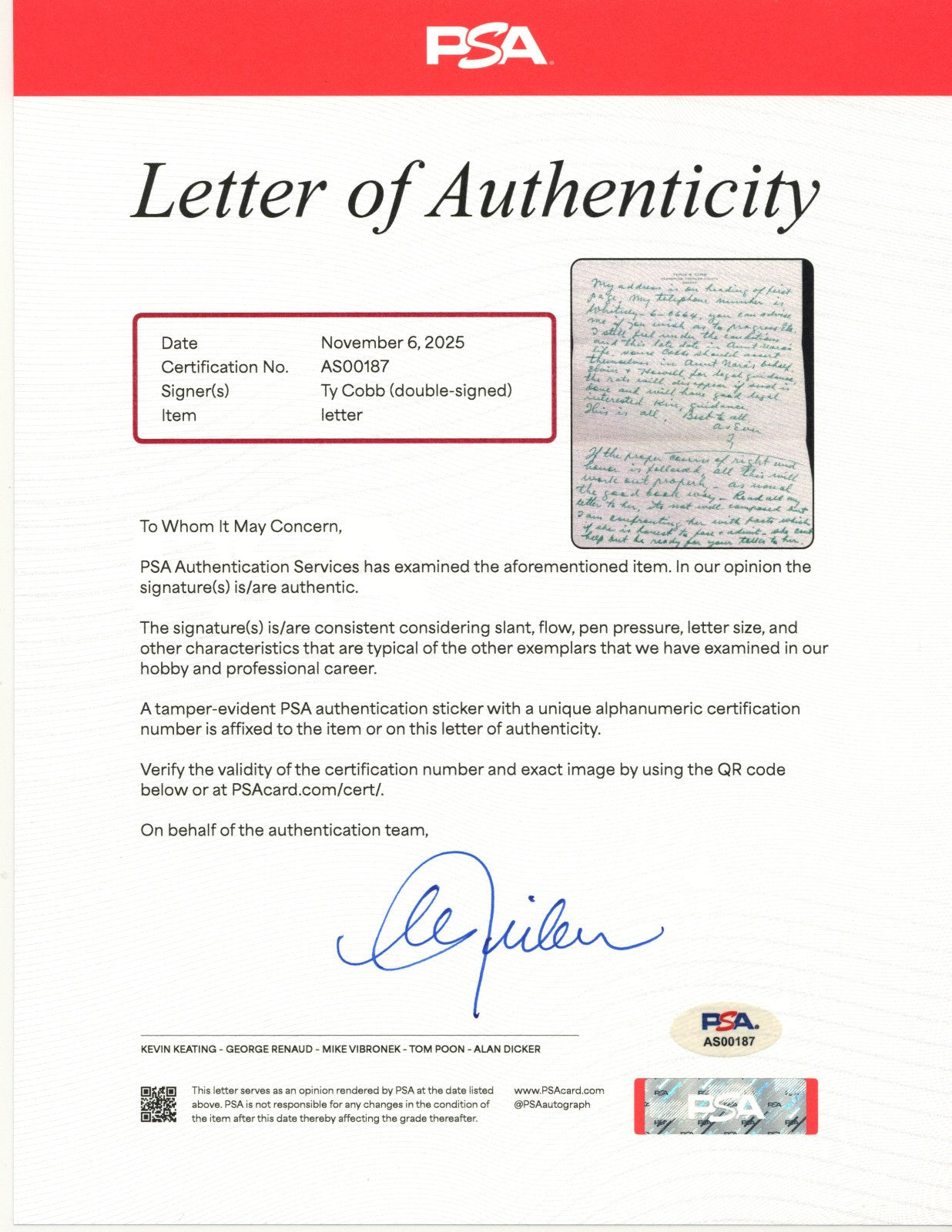 Ty Cobb Twice Signed 6 Page Handwritten Letter PSA & Beckett BAS Auto