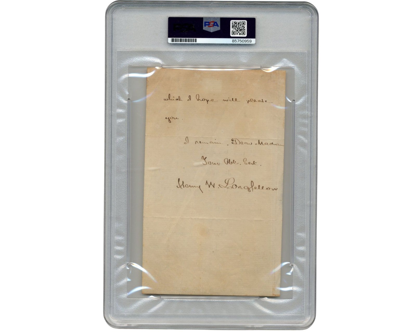 Iconic American Poet Henry Wadsworth Longfellow Handwritten Signed Letter PSA