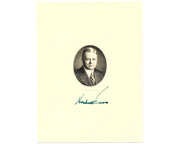 President Herbert Hoover Signed Engraving with Presidential Portrait - PSA Auto