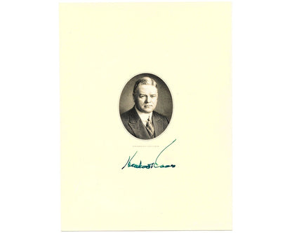 President Herbert Hoover Signed Engraving with Presidential Portrait - PSA Auto