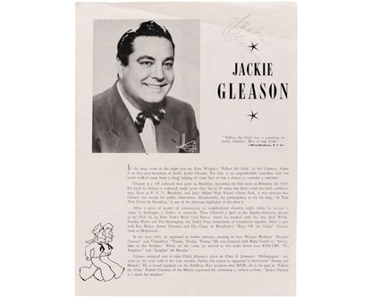 Jackie Gleason Signed Program w/ Gertrude Niesen, "The Honeymooners!" JSA Auto