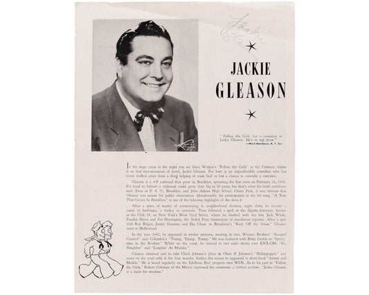 Jackie Gleason Signed Program w/ Gertrude Niesen, "The Honeymooners!" JSA Auto
