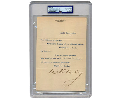 President William McKinley Boldly Signed Letter PSA Auto