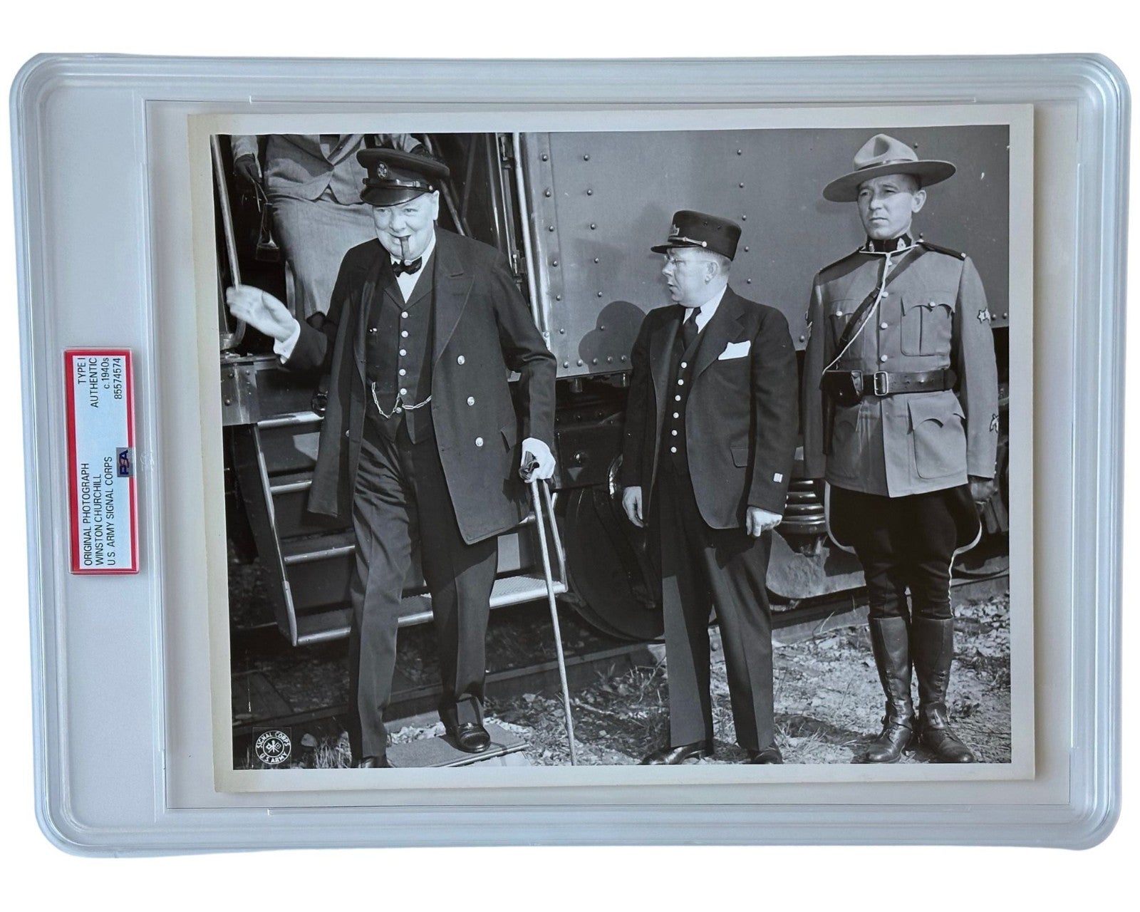 WWII Era Winston Churchill U.S. Army Signal Corps Photograph w/ Cigar PSA Type I